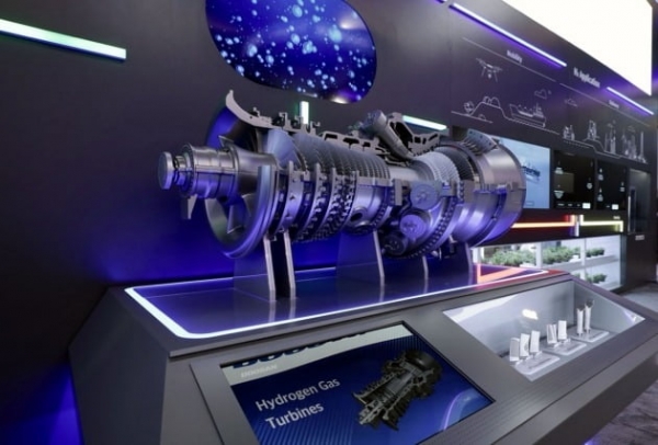 CES 2022에서 공개된 두산에너빌리티가 개발 중인 수소터빈 모형.